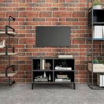 vidaXL Meuble TV avec pieds en métal Gris brillant 69 5x30x50 cm