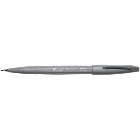 Stylo feutre brush sign pen ses15 pointe pinceau flexible gris x 10 pentel