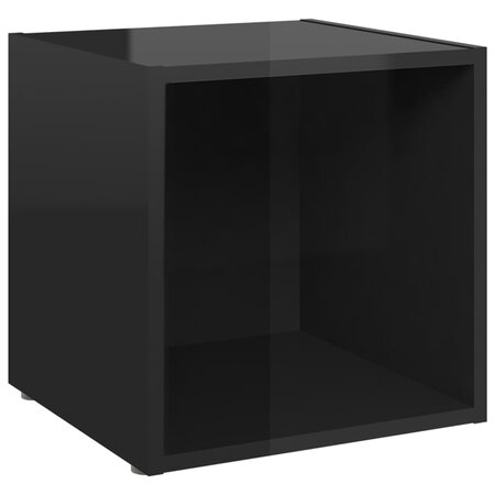 vidaXL Meuble TV Noir brillant 37x35x37 cm Aggloméré
