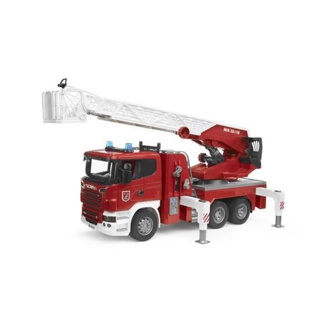BRUDER - Camion pompier SCANIA R-serie, avec échelle, pompe a eau et module son et lumiere - 59 cm