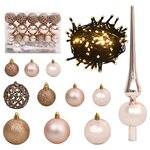 vidaXL Set de boules de Noël avec pic et 150 LED 61 Pièces Doré rose