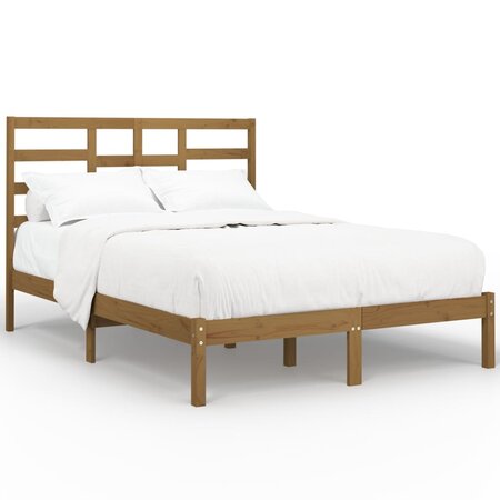 vidaXL Cadre de lit Marron miel Bois massif 135x190 cm Double