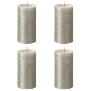 Bolsius Bougies pilier rustiques Shimmer 4 Pièces 130x68 mm Champagne