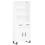 vidaXL Buffet haut Blanc brillant 69 5x34x180 cm Bois d'ingénierie