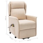vidaXL Fauteuil de massage Crème Tissu