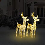 vidaXL Rennes de Noël 2 Pièces 80 LED Blanc chaud Acrylique