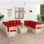 vidaXL Salon de jardin palette 9 Pièces avec coussins Épicéa imprégné