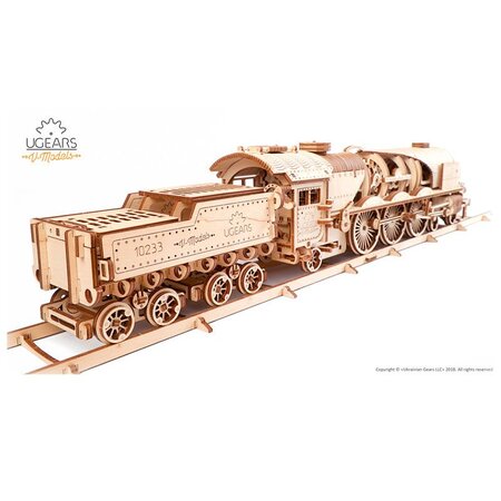 Maquette en bois Vintage Ugears Train à vapeur V-Express 538 pièces