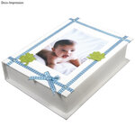 Boîte - livre p.mâché FSC Recycled 100  22 8x16x5cm  av. cadre p. photo