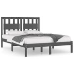 vidaXL Cadre de lit Gris Bois de pin massif 150x200 cm Très grand
