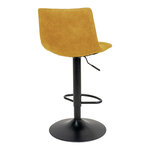 Chaise de bar en microfibre jaune moutarde avec pieds noirs