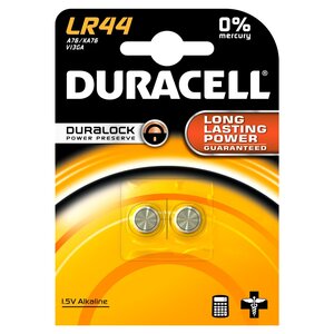 Blister lot de 2 piles lr44 alcaline duracell