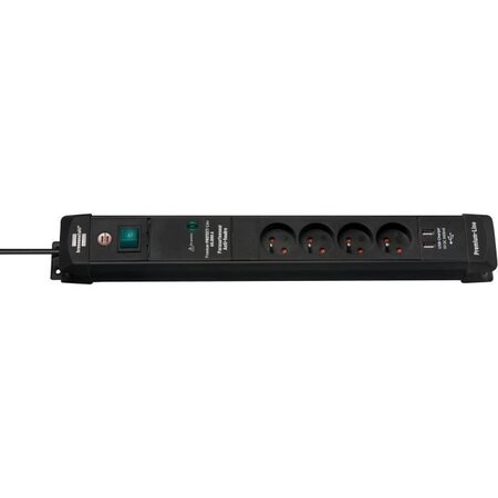 Brennenstuhl Multiprise Premium-Line avec parasurtenseur 60 000A et prises-chargeur USB 4 prises de courant 1,80m H05VV-F 3G1,5