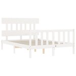 vidaXL Cadre de lit avec tête de lit blanc 140x190 cm bois massif
