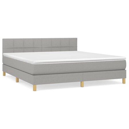 vidaXL Lit à sommier tapissier avec matelas Gris clair 180x200cm Tissu