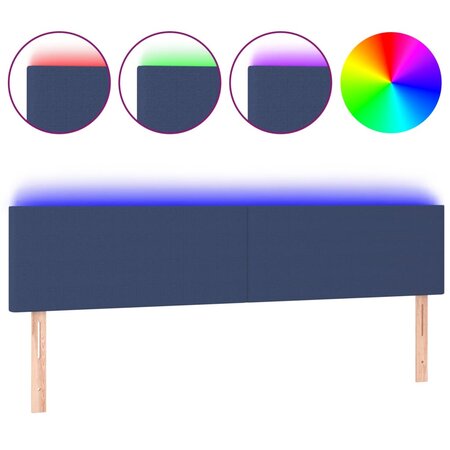 vidaXL Tête de lit à LED Bleu 160x5x78/88 cm Tissu