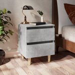 vidaXL Table de chevet avec pieds en pin Gris béton 40x35x50 cm