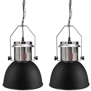 vidaXL Plafonnier métallique 2 Pièces Hauteur réglable Moderne Noir
