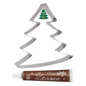 Découpoir à pâtisserie inox XXL Sapin + 1 Stylo chocolat