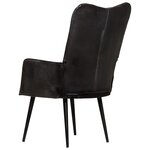vidaXL Chaise à oreilles Noir Cuir véritable