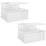 vidaXL Tables de chevet 2 Pièces Blanc brillant 40x31x27 cm Aggloméré