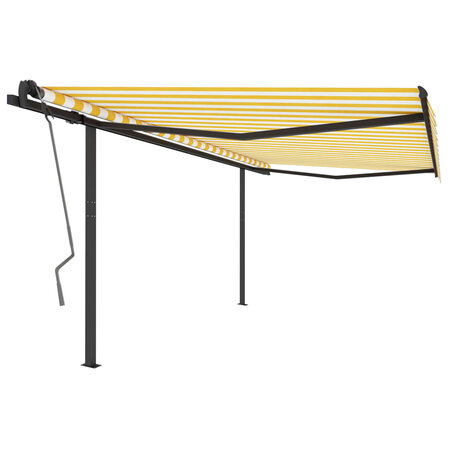 vidaXL Auvent rétractable automatique et poteaux 4 5x3m Jaune et blanc