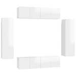 vidaXL Ensemble de meubles TV 6 Pièces Blanc brillant Aggloméré