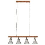 vidaXL Plafonnier industriel Argenté E27 Bois de manguier