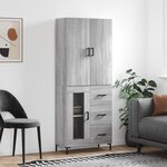 vidaXL Buffet haut Sonoma gris 69 5x34x180 cm Bois d'ingénierie