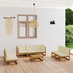 vidaXL Salon de jardin 8 Pièces avec coussins Bois de pin massif