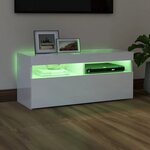 vidaXL Meuble TV avec lumières LED blanc brillant 90x35x40 cm