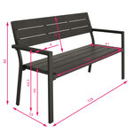 Tectake Banc de jardin Line - gris foncé