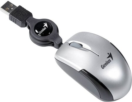 Mini Souris filaire pour portable (rétractable) Genius Micro Traveler V2 (Argent)