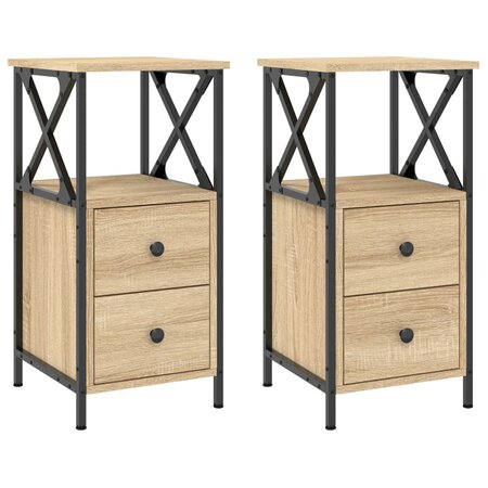 vidaXL Tables de chevet 2Pièces chêne sonoma 34x35 5x70cm bois ingénierie