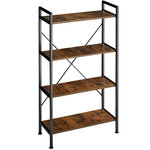 Tectake Etagère bibliothèque LEEDS style industriel 67,5 x 31,5 x 121,5 cm - bois foncé industriel