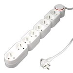 Bloc multiprises 8 prises 16A avec interrupteur équipé d'une fiche extraplate blanc