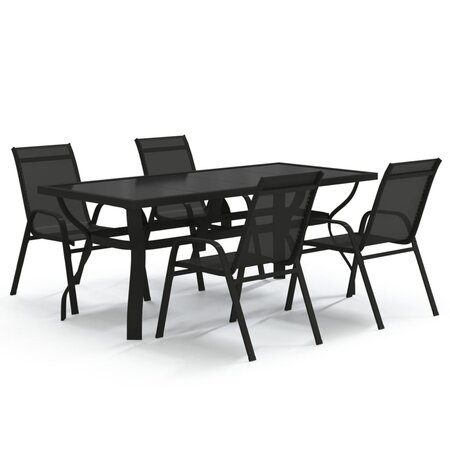 vidaXL Ensemble de salle à manger de jardin 5 Pièces Noir
