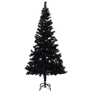 vidaXL Sapin de Noël artificiel avec support noir 120 cm PVC