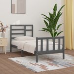 vidaXL Cadre de lit Gris Bois de pin massif 100x200 cm