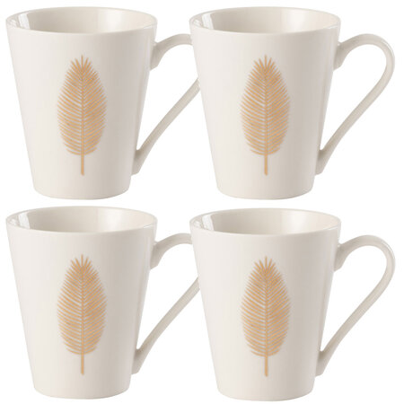 Coffret de 4 mugs plumes en porcelaine blanche