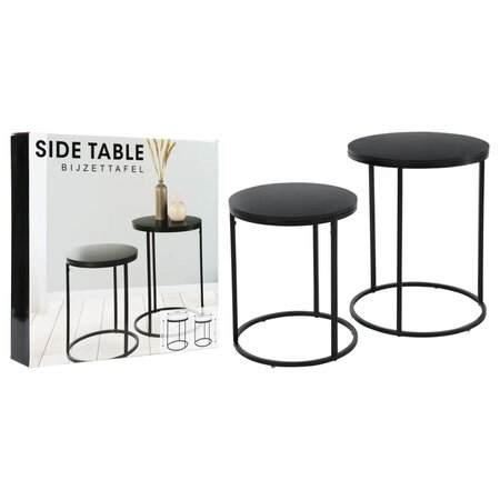 H&S Collection Ensemble de tables d'appoint dessus en bois 2 Pièces noir