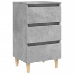 vidaXL Tables de chevet avec pieds en bois 2 Pièces Gris béton 40x35x69cm