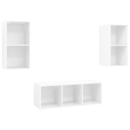 vidaXL Ensemble de meuble TV 3 Pièces Blanc brillant Aggloméré