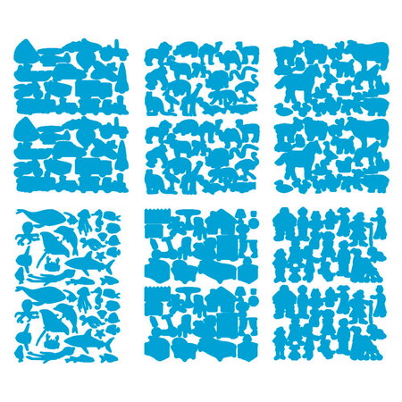 Loisirs créatifs enfants - 6 planches gommettes basiques - multiformes bleues