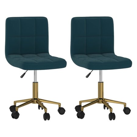 vidaXL Chaises pivotantes à manger lot de 2 bleu velours