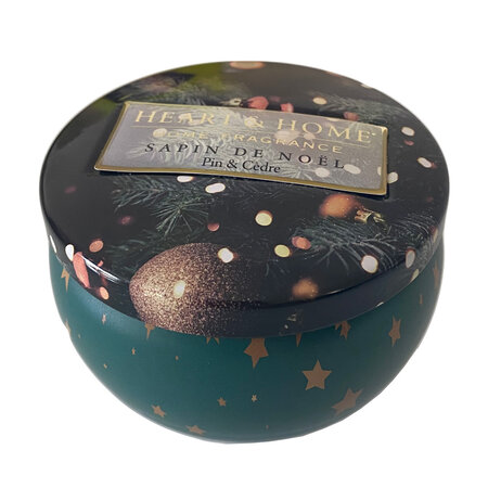 Bougie en boite métal heart and home sapin de noël