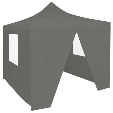 vidaXL Tente de réception escamotable avec 4 parois 3x3 m Anthracite