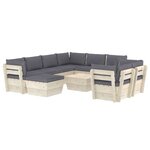 vidaXL Salon de jardin palette 10 Pièces avec coussins Épicéa imprégné
