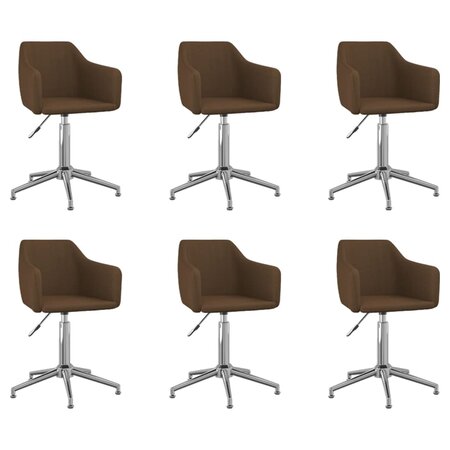 vidaXL Chaises pivotantes à manger lot de 6 marron foncé tissu