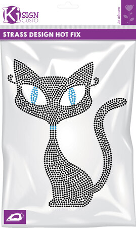 Transfert thermocollant clou et strass Chat 18 5x15 cm